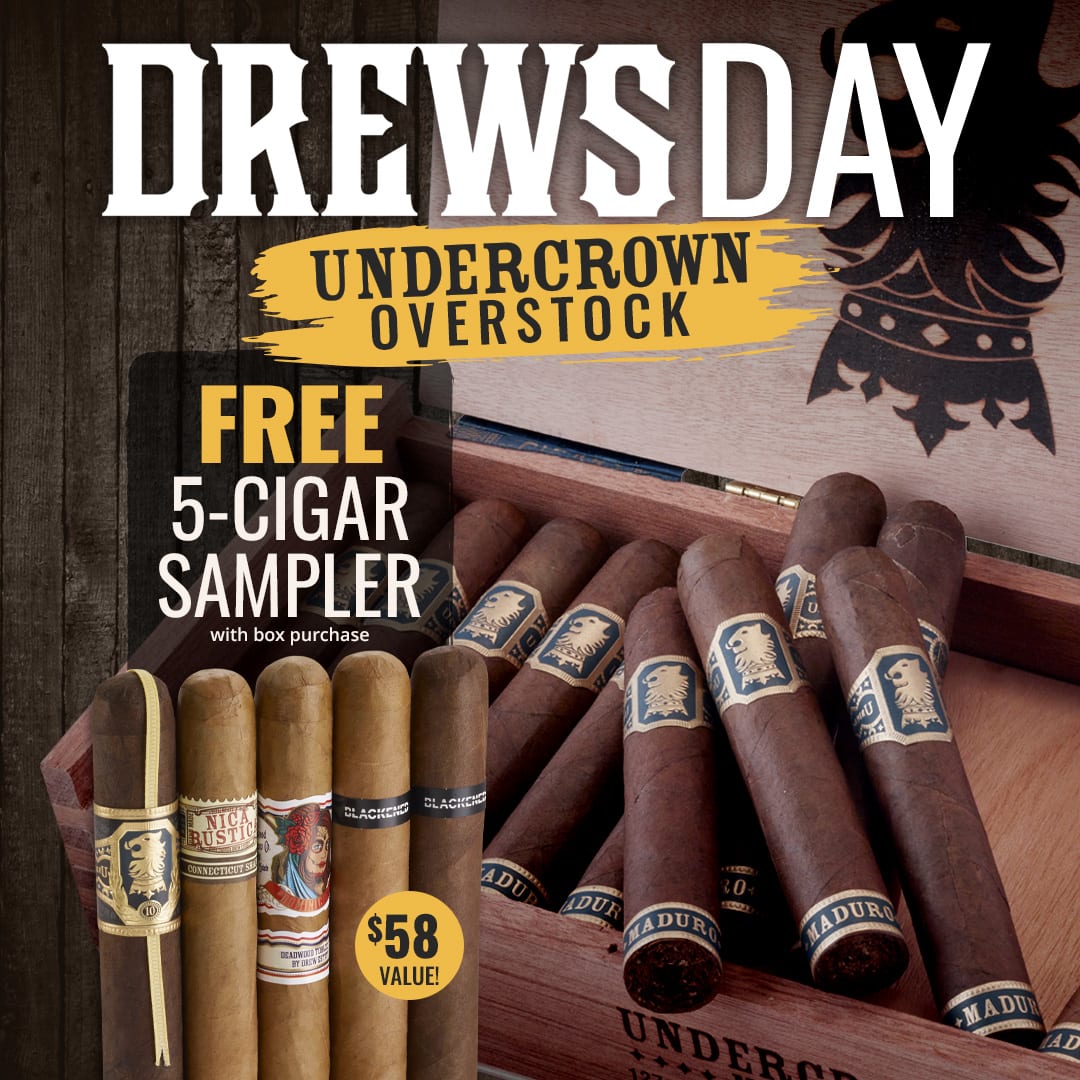 DrewsDay Chateau Real DEAL: Buy a Box get, a FREE Drew Estate 5-Cigar Sampler, Shop now at Famous Cigars!
