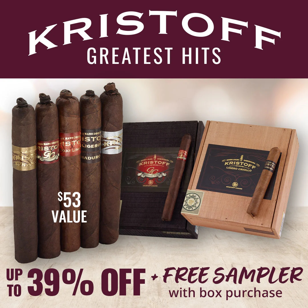 Get more with Kristoff Cigars! Grab up to 39% off + claim a FREE Greatest Hits sampler - only at Famous Cigars!