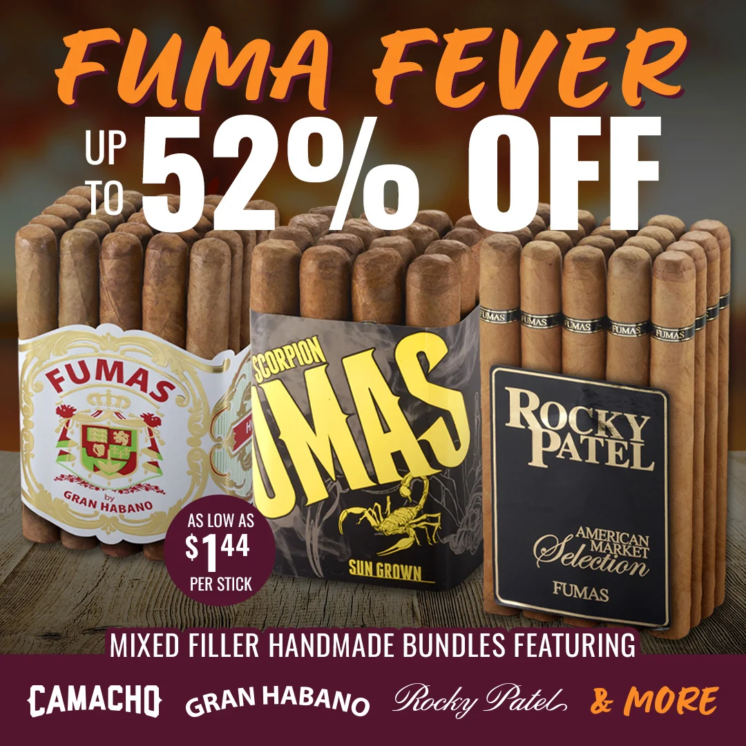 Catch the cigar FUMA Fever and fill up on with premium bundles discounted up to 52% - shop now while supplies last!