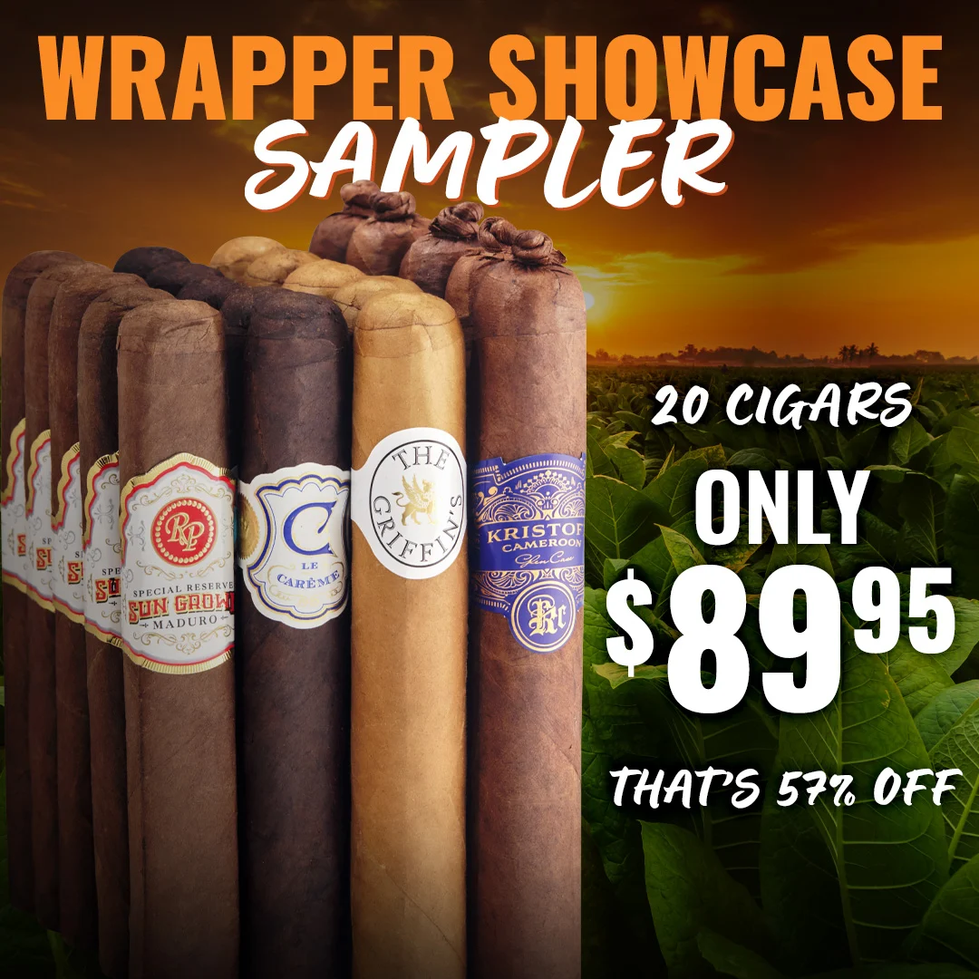 Famous Cigars Sampler Spotlight: Get a 20-cigar Wrapper Showcase sampler for just $80.95, that's 57% off!