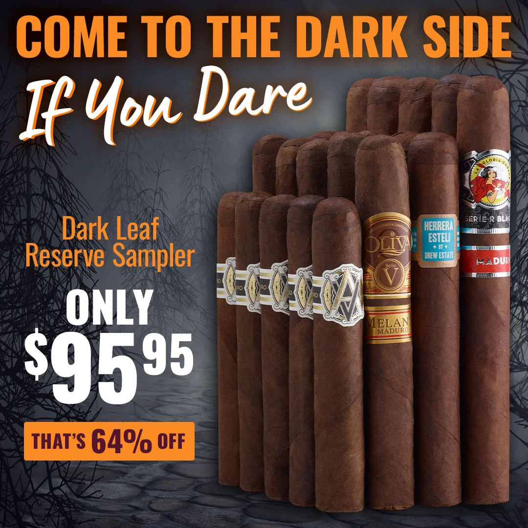 Famous Cigars exclusive spooky sampler: Dark Leaf Reserve Sampler discounted to ONLY $95.95 - That's 64% OFF! Shop now