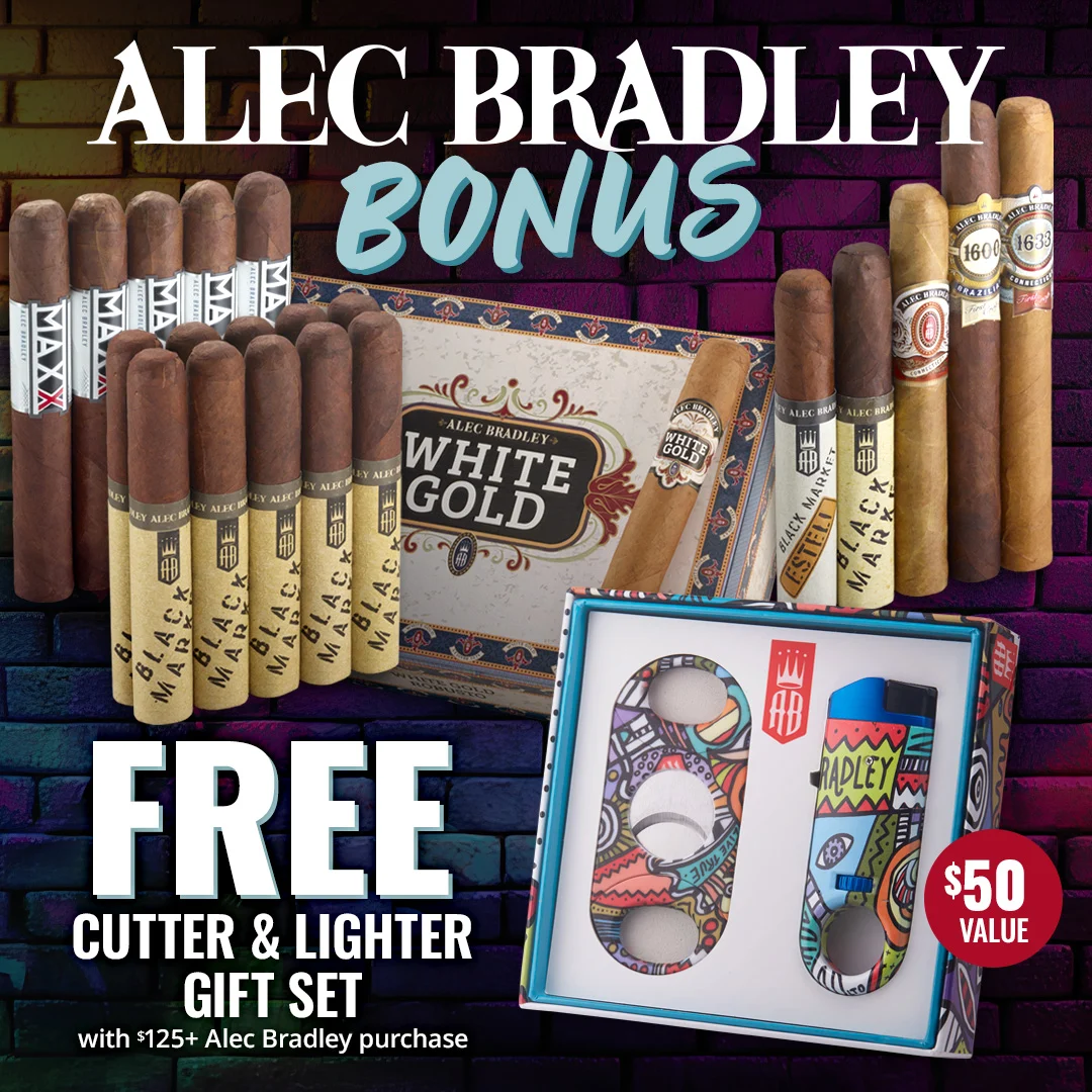 Alec Bradley Gift Set Bonus Offer! Shop Alec Bradley products and spend $125+ to get a FREE $50 Cutter-Lighter Gift Set!