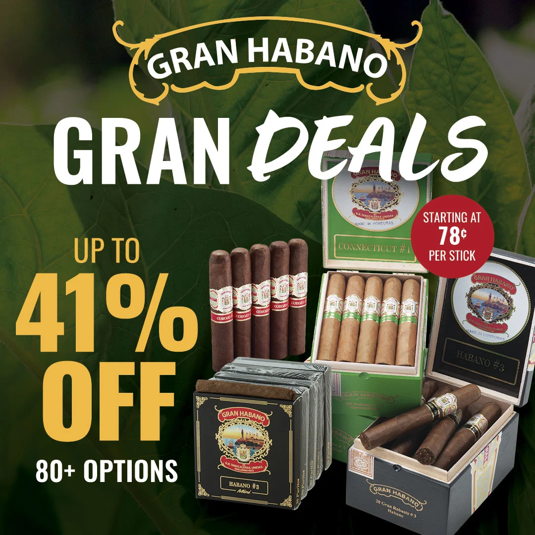 Shop now for up to 41% OFF on Gran Habano cigars! 80+ premium options starting at just 78 per smoke!