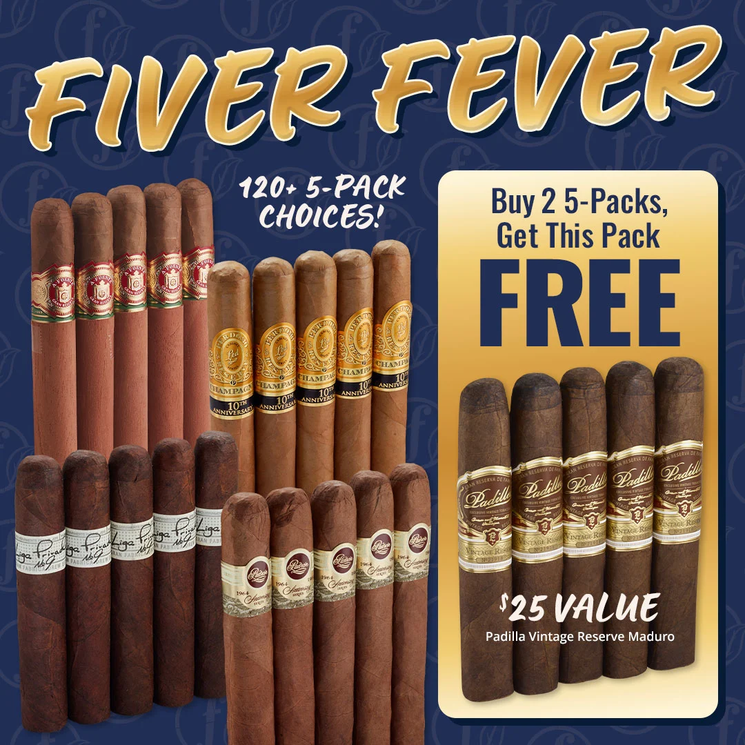 Famous Cigars 5-Pack Fever: Buy 2, get a third Padilla Vintage Reserve 5-pack FREE - Shop now!